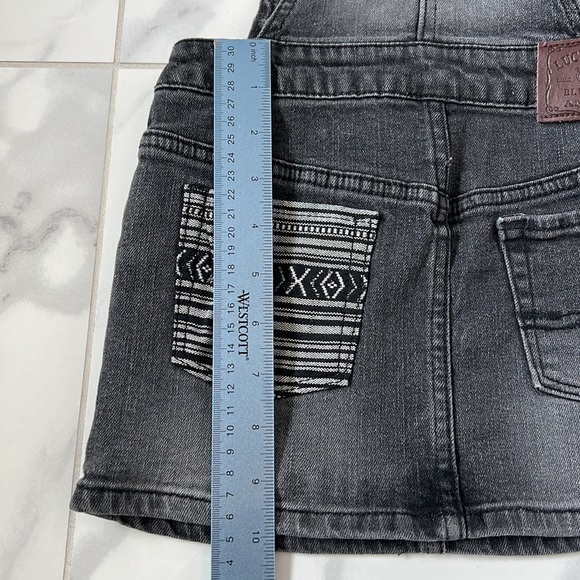 ❌ CLEARANCE Lucky Brand Black Denim Overalls Embroidered Print Jumper Skirt 6 - Picture 10 of 11